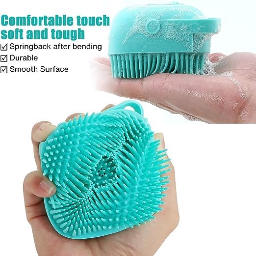 Exfoliating Silicone Bath Brush for Men & Women - Body Scrubber with Shampoo Dispenser | Perfect for Shower, Spa & Deep Skin Cleansing