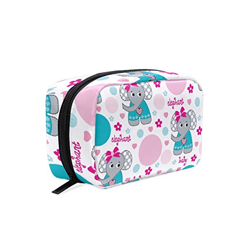 Elephant Print Travel Cosmetic Bag - Waterproof Makeup Toiletry Organizer Pouch for Women & Girls - Perfect for Vacation, Gym, and Daily Essentials Storage