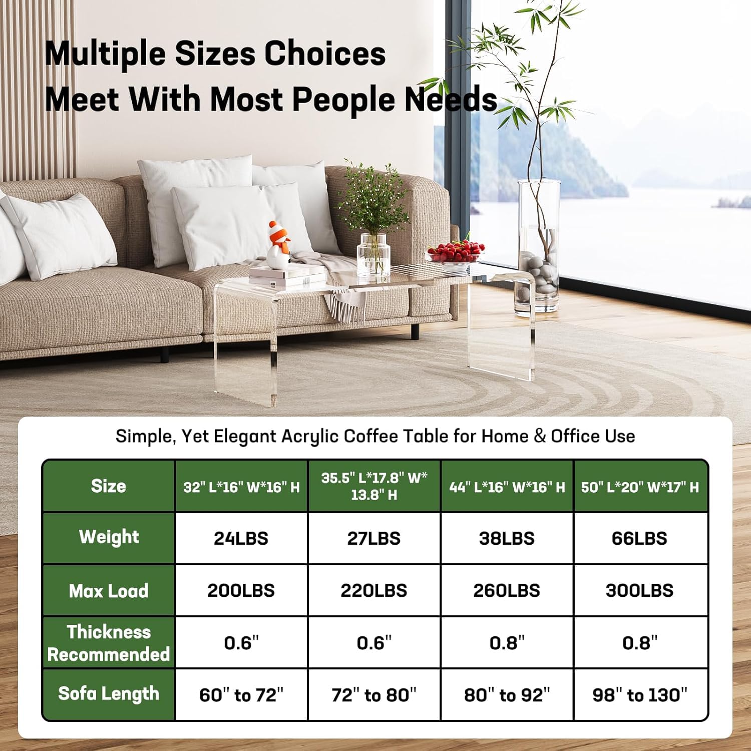 Modern Rectangle Acrylic Coffee Table - 32