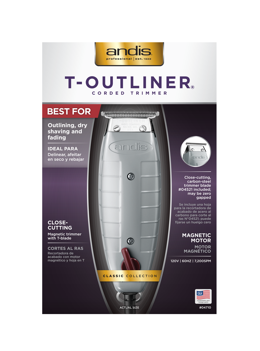 Andis T-Outliner Corded Hair Trimmer for Men - Professional Barber Clippers for Beard, Mustache & Hair Styling - Perfect for Home & Salon Use