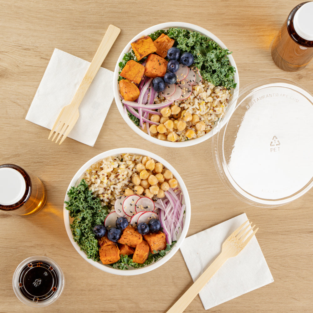 18 oz Round White Plastic Salad Bowls - 6 x 6 x 2.5 Inches - Pack of 200 - Disposable Party Bowls for Salads, Snacks, Desserts & Catering Events