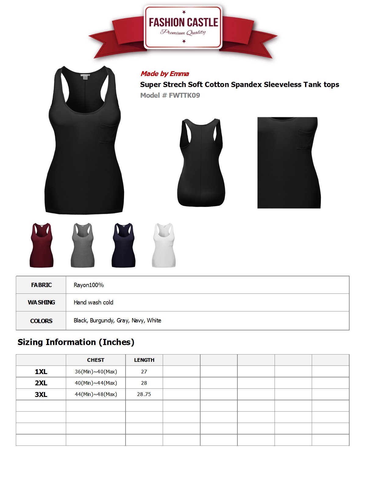 Emma Women's Super Stretch Soft Cotton Spandex Sleeveless Tank Tops - Comfortable Casual Wear for Summer, Yoga, Gym & Everyday Outfits
