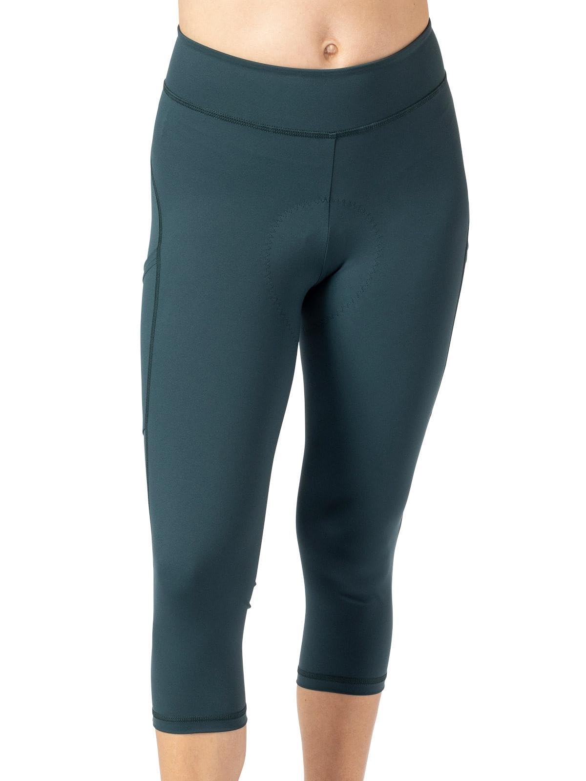 Women's Terry Bike Pants - High Waisted Padded Cycling Capris with 20-Inch Inseam | Comfortable Wayfarer Design for Road Biking & Indoor Spinning Classes