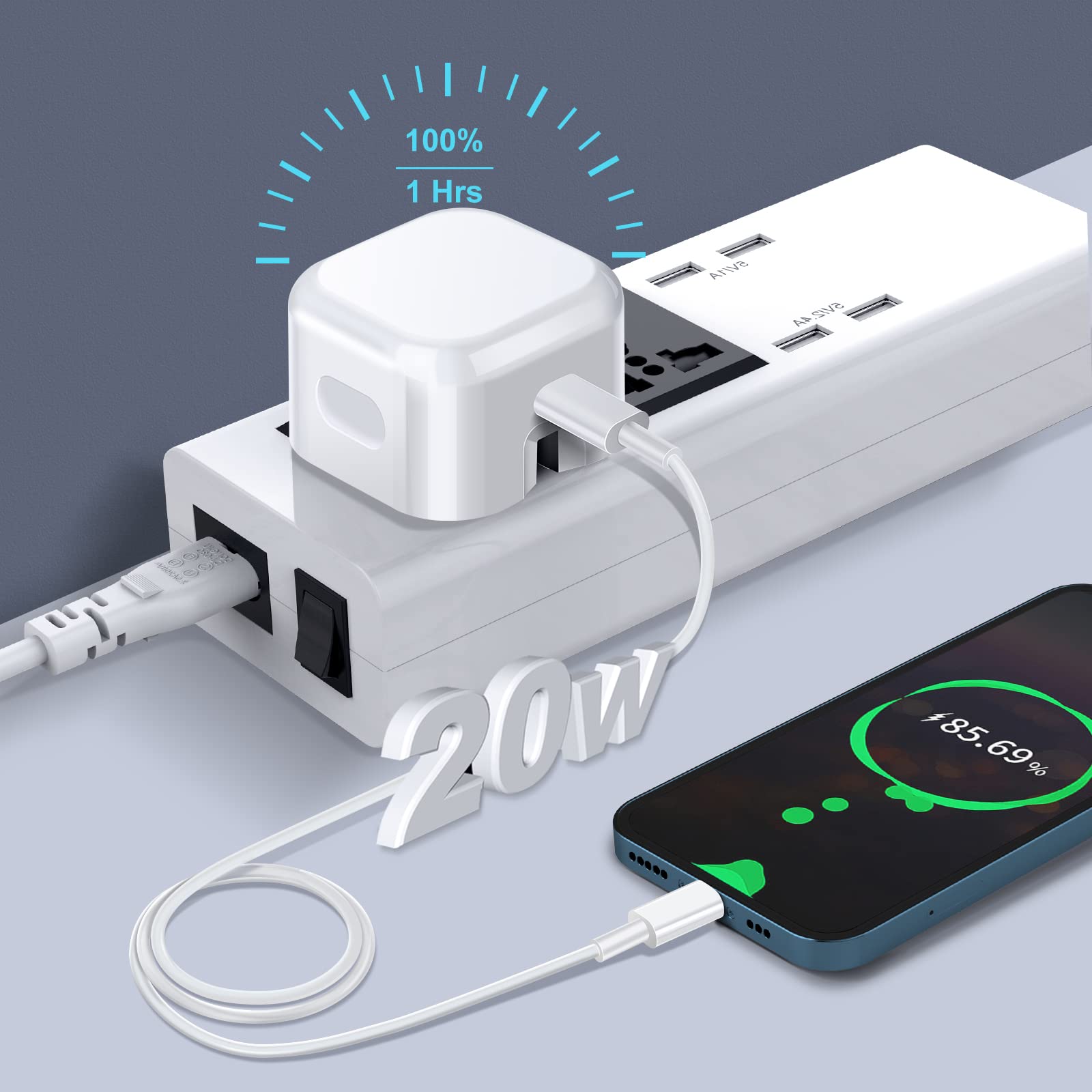 Vofolen 20W USB C Fast Charger for iPhone 14/13/12/11 Pro Max XR XS X 8 & iPad - PD Wall Charger with Foldable Plug & 1M USB C to Lightning Cable - Perfect for Home, Office & Travel Charging