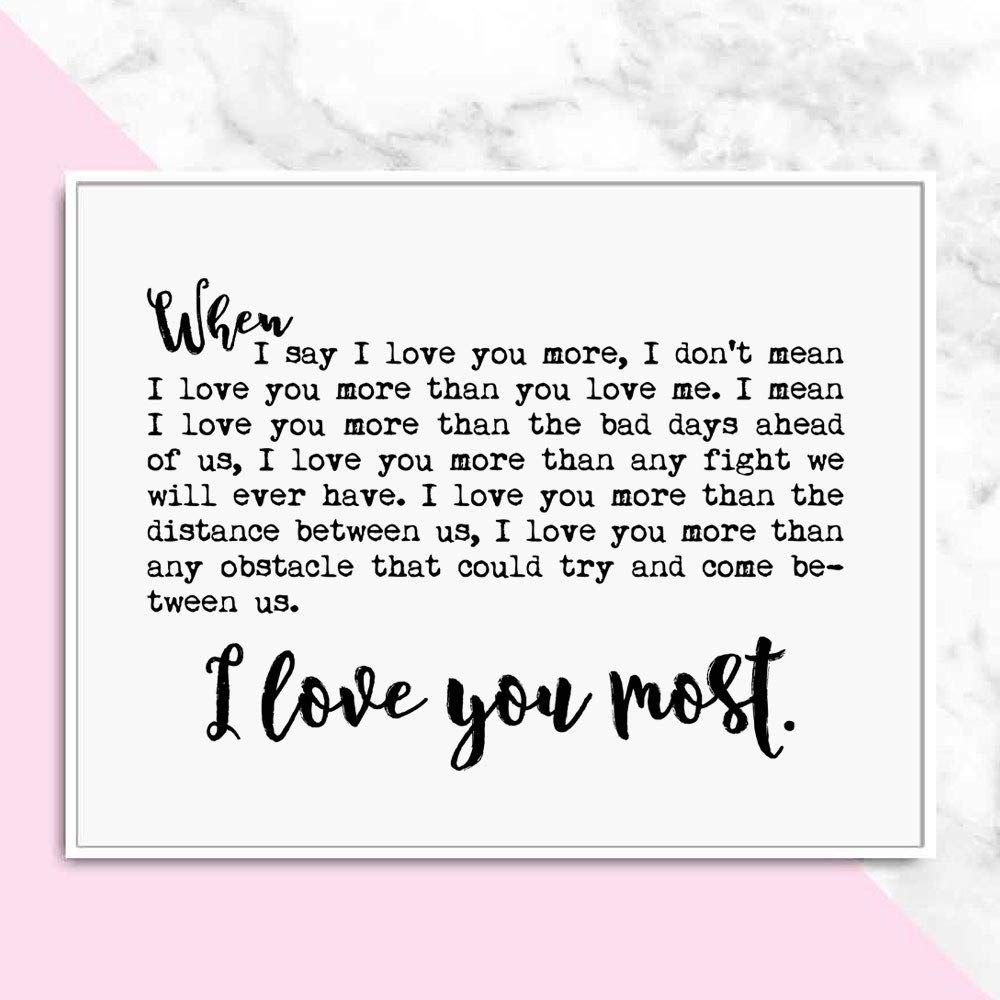 Romantic 'I Love You Most' Wall Art Sign - 11x14 Inch Unframed Home Decor for Bedroom & Living Room - Perfect for Couples, Anniversaries & Valentine's Day Gifts