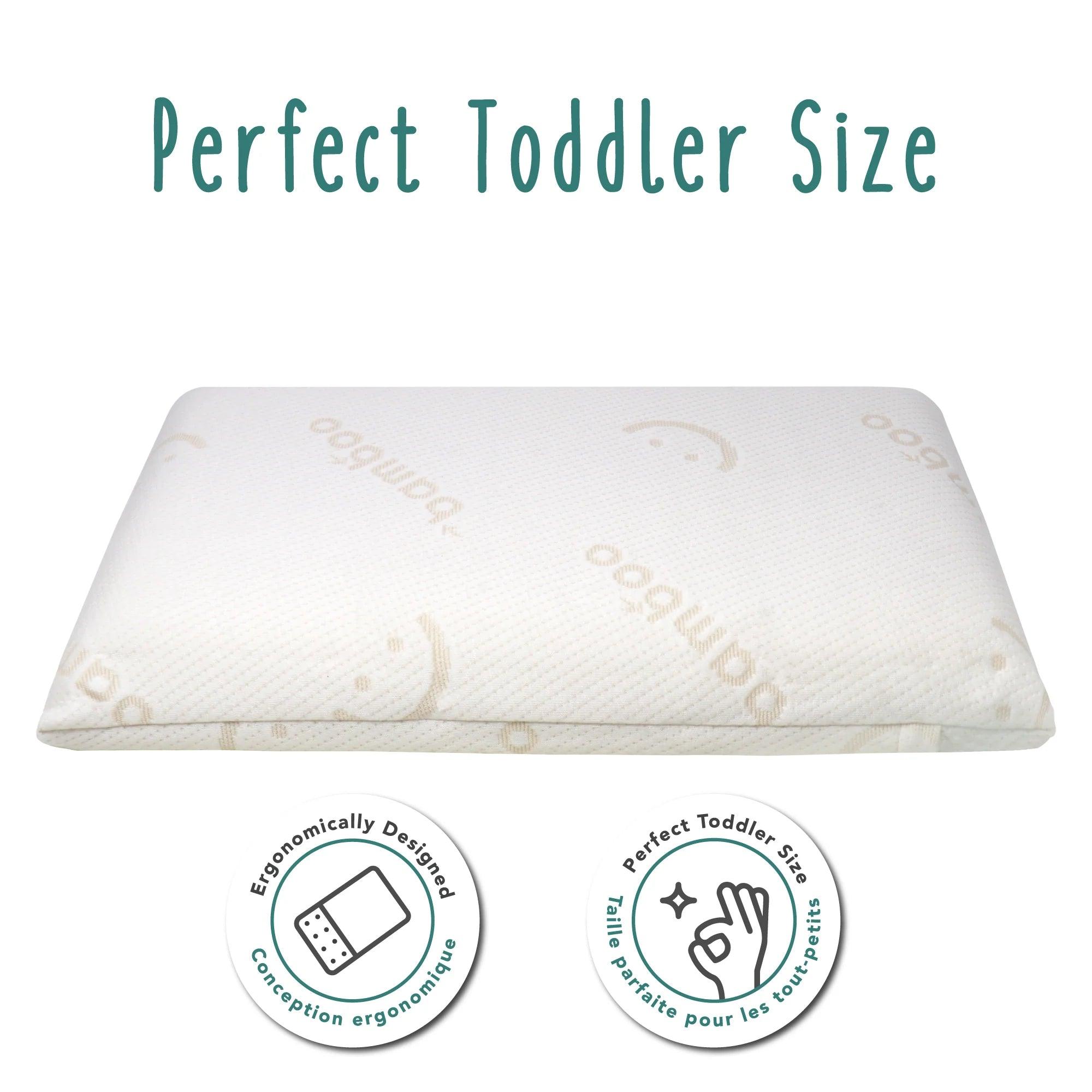 Baby Works Big Kid Toddler Pillow with Bamboo Pillow Case - Soft Support for Growing Kids | Perfect for Naptime, Travel & Bedtime Comfort
