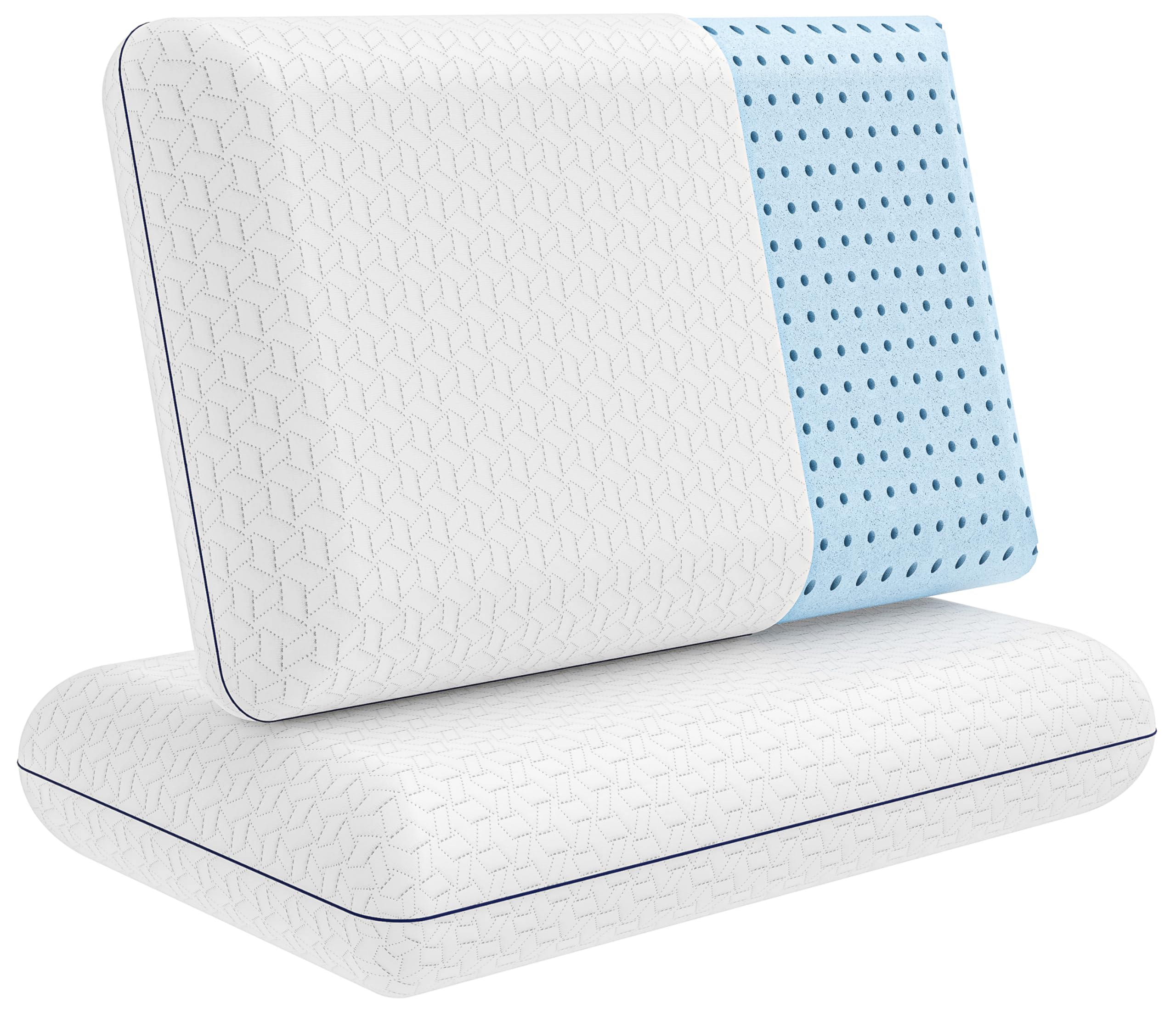 Vaverto Queen Size Gel Memory Foam Pillow - 2-Pack Firm Support Pillows for Neck & Shoulder Pain Relief - Orthopedic Bed Pillows for Back, Side & Stomach Sleepers - Cooling Gel Infused Memory Foam Pillows for Home, Hotel & Hospital Use - Perfect for Sleeping, Travel & Recovery