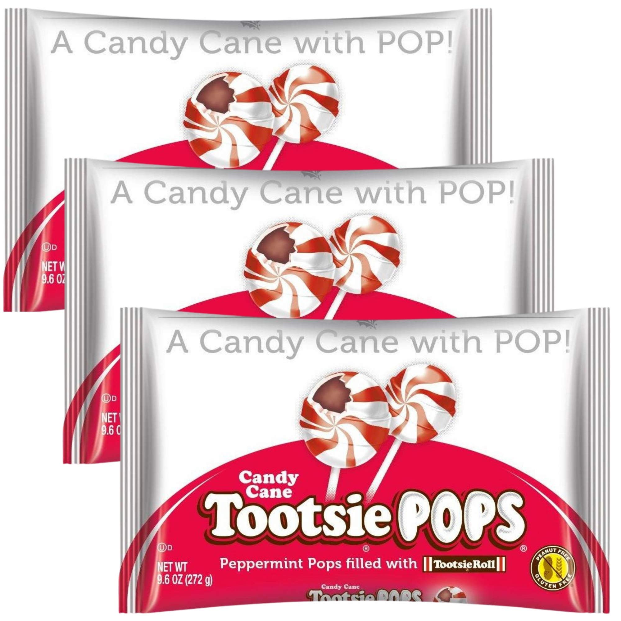 Peppermint Candy Cane Tootsie Pops - 3 Pack | Holiday Christmas Stocking Stuffers, Party Favors & Office Treats | Perfect for Gifts, Classroom Rewards & Winter Celebrations