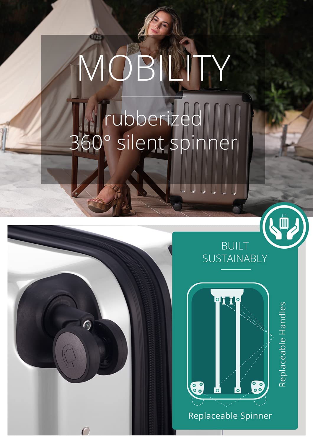 Premium White 55cm Cabin Luggage - Lightweight Carry-On Suitcase for Air Travel, Business Trips & Weekend Getaways