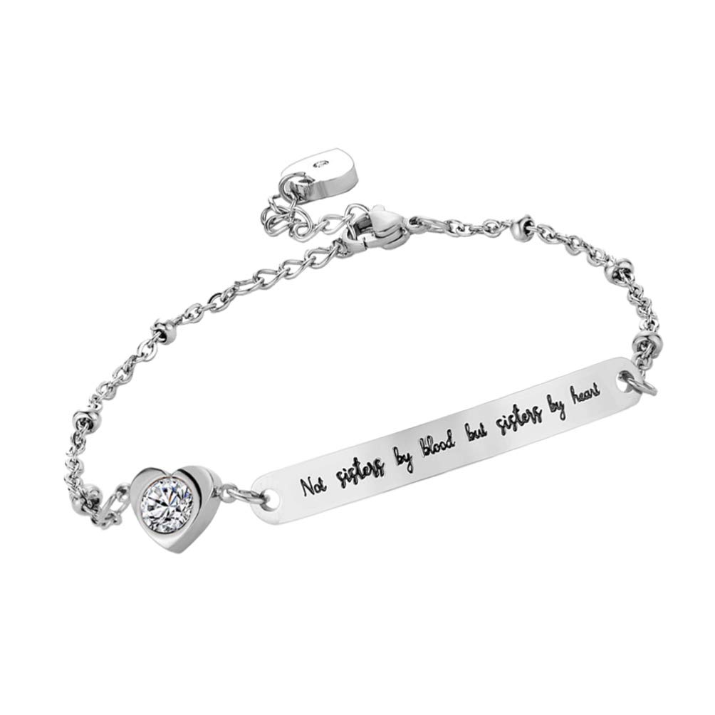Engraved Best Friend Bracelets - Sisters Heart Cuff Bangle Jewelry for Women, Friendship Gifts for Sister, Lover & Close Friends | Perfect for Anniversaries, Birthdays & Matching Outfits