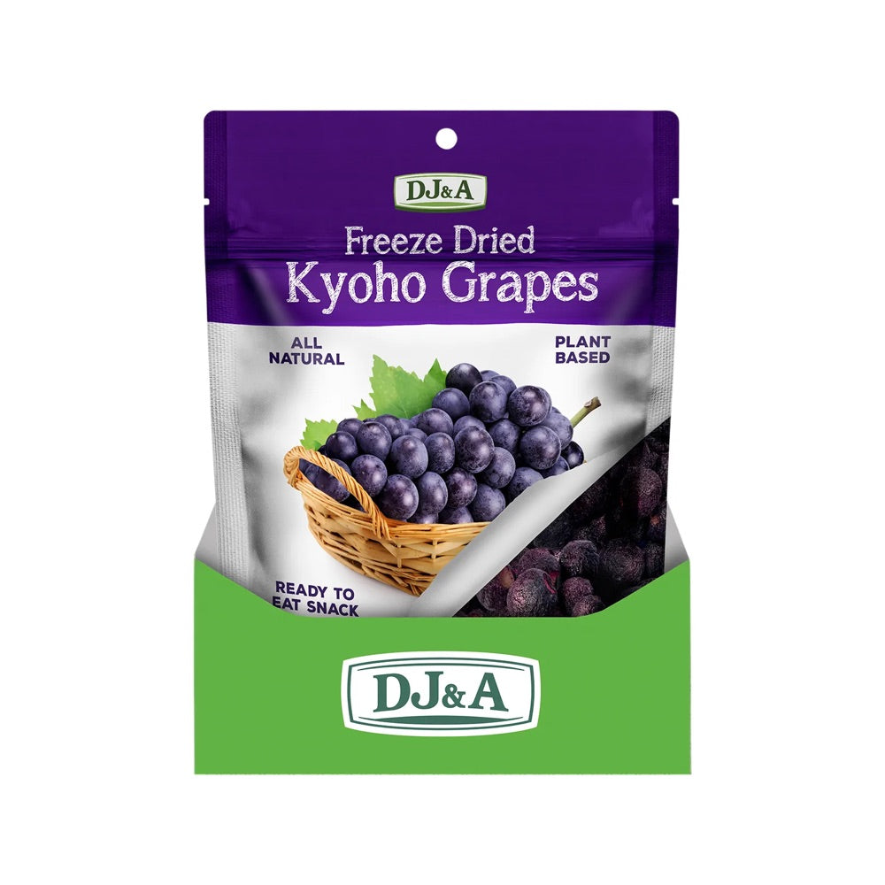 DJ&A Freeze Dried Kyoho Grapes Snacks - 10 Pack (25g Each) | Healthy Natural Dried Fruit for Hiking, Camping & Office Snacking