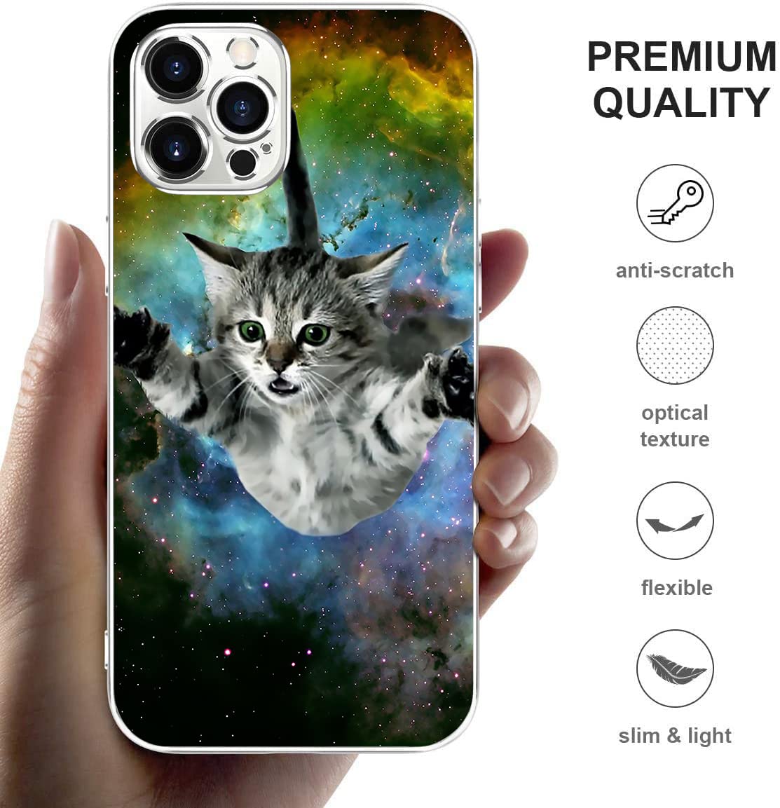 **iPhone 12/12 Pro Case - Cute Cat Galaxy Design, Clear Soft TPU Shockproof Slim Cover for Women & Men - Perfect Gift for Cat Lovers & iPhone Users**    *(Use Case: Ideal for daily protection, stylish accessory, or as a fun gift for iPhone 12/12 Pro owners who love cats and unique designs.)*