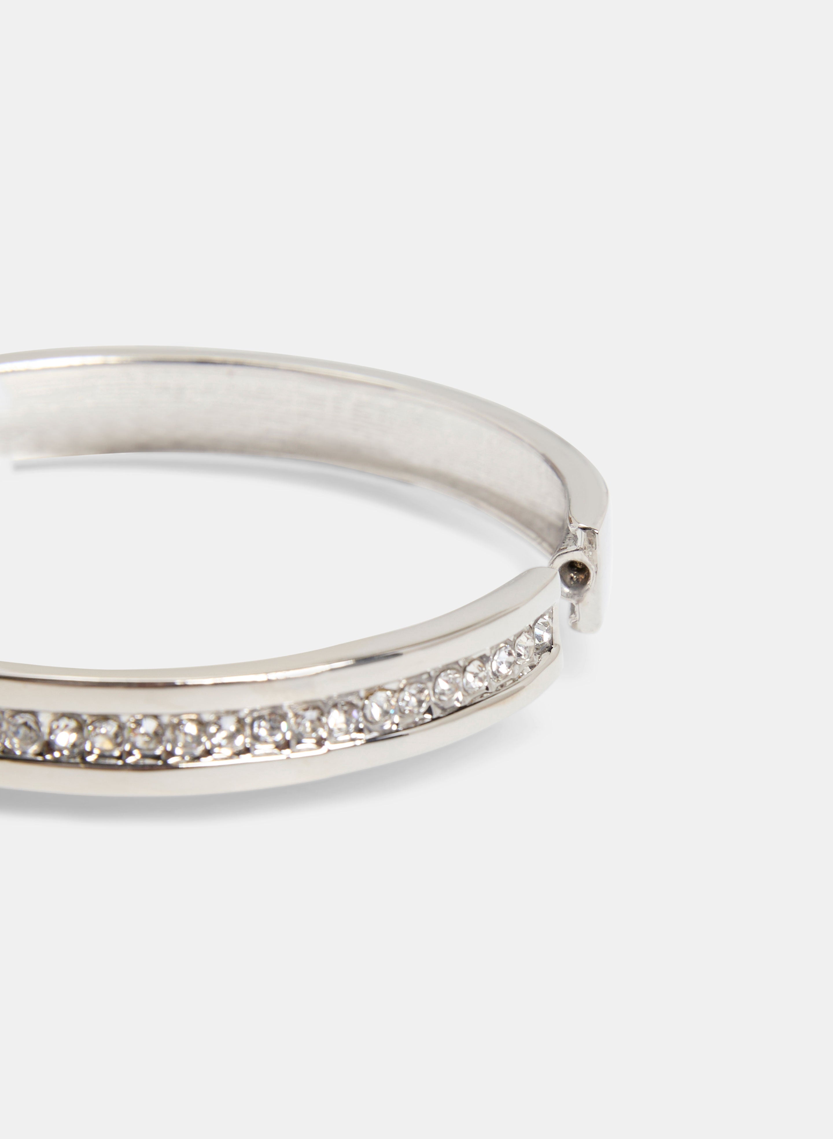 Elegant Crystal Inset Bangle Bracelet for Women - Fashion Jewelry Gift for Wedding, Party & Special Occasions