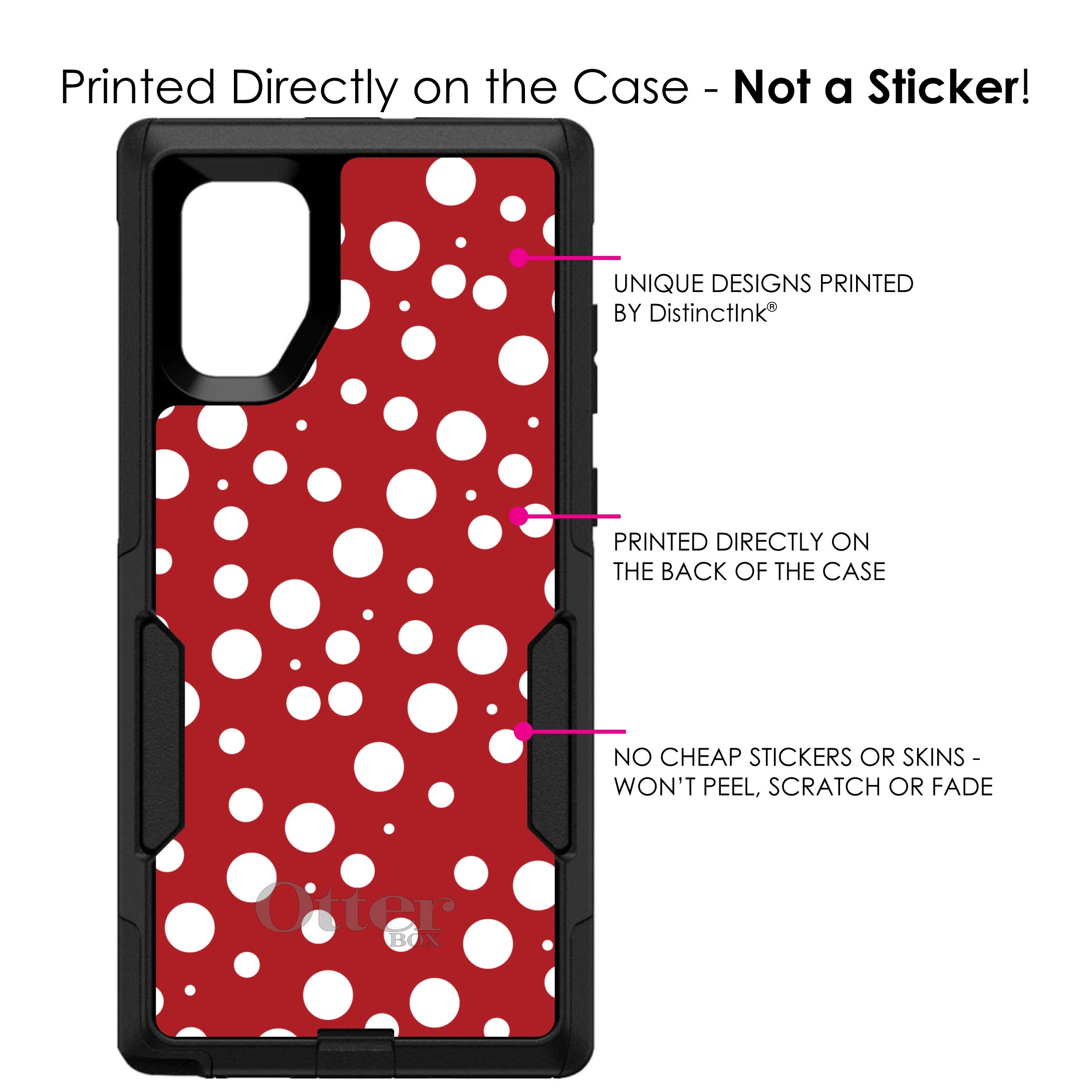 DistinctInk Samsung Galaxy Note 10 Plus Case (6.8 Inch) - Shockproof Protective Phone Cover with Polka Dot Design (Red/White Bubbles Pattern) - Durable Replacement for OtterBox Commuter - Perfect for Work, Travel and Everyday Use