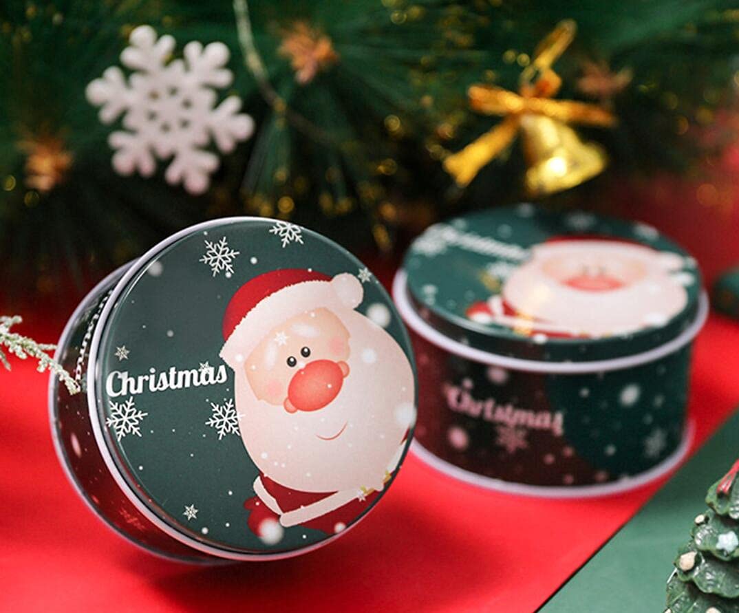 4 Pack Small Christmas Candy Jars with Lids - Round Empty Tin Containers for Holiday Treats, Biscuits, Chocolates & Party Favors | Perfect for Christmas Gifts, Cookie Exchanges & Festive Dessert Displays
