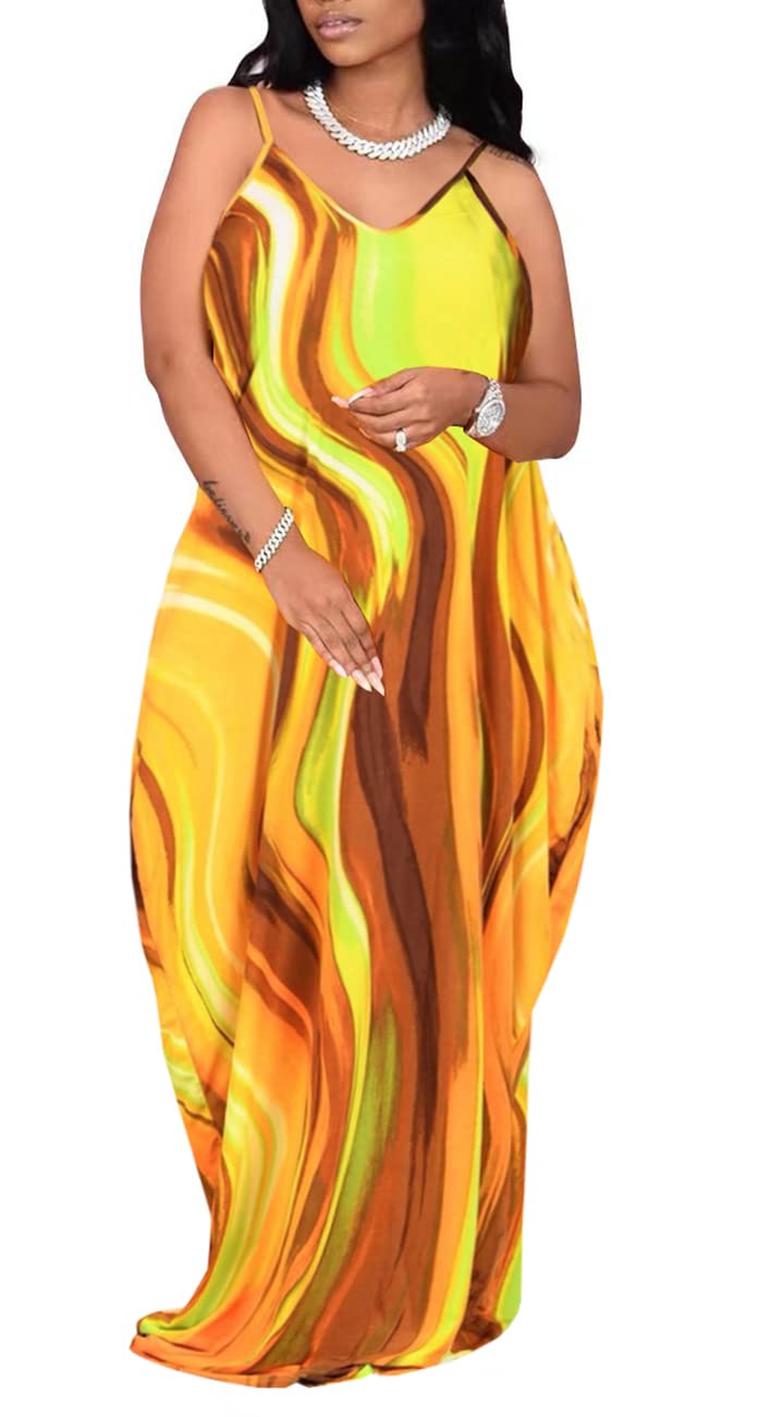 BessCops Women's Plus Size Summer Maxi Dress 2025 - Sleeveless Loose Long Sundress with Pockets | Casual Sexy Beach Dress for Vacation, Party & Everyday Wear