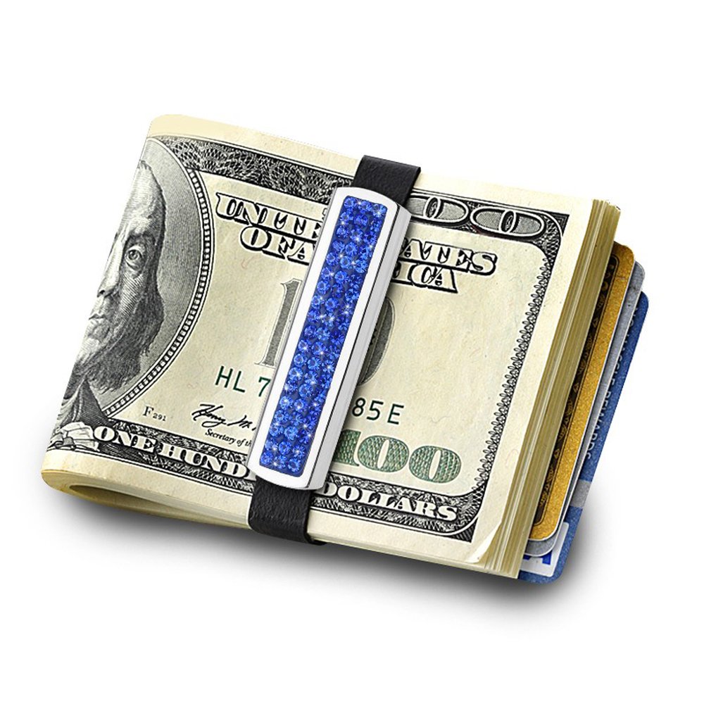Grand Band Stainless Steel Money Band with Silver Swarovski Crystals & Rubber - Elegant Money Clip for Cash, Credit Cards & Gift Cards | Perfect for Weddings, Business Gifts & Everyday Use