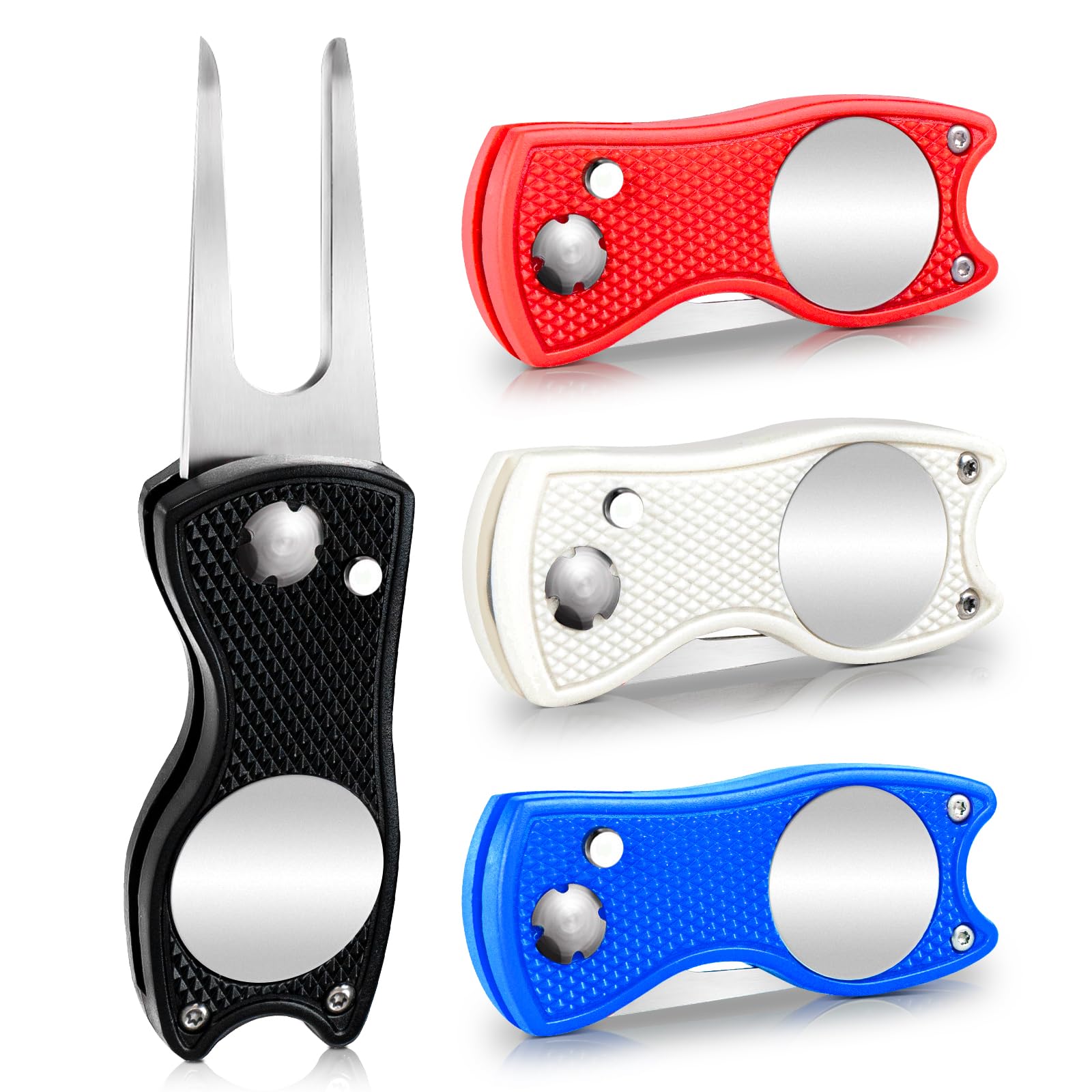 Foldable Golf Divot Repair Tool with Magnetic Button Ball Marker - Portable Golf Accessories for Course & Practice - Perfect Gift for Golf Enthusiasts