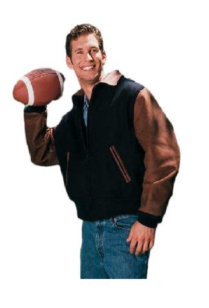 REED Men's Executive Leather & Wool Varsity Jacket - Premium USA-Made Business Casual Outerwear for Office, Meetings & Smart Casual Events