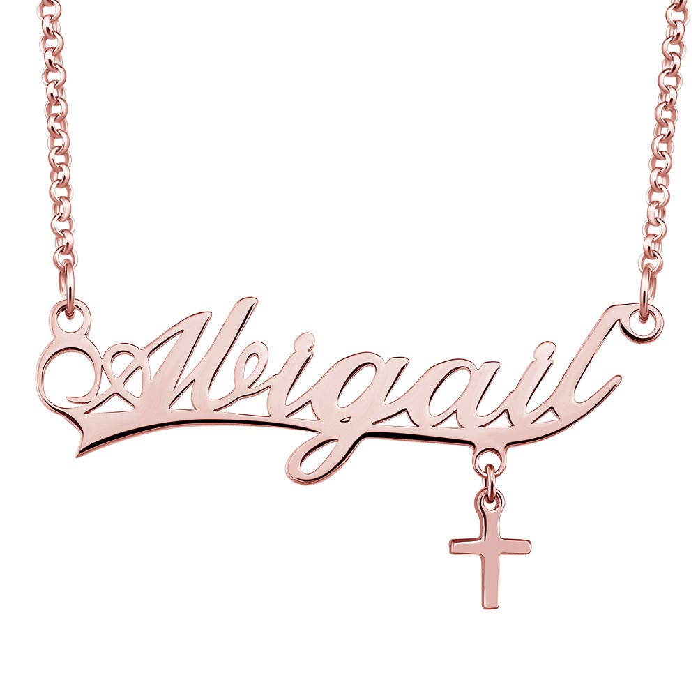Custom Rose Gold Cross Pendant Personalized Name Necklace for Women - Engraved Jewelry Gift for Birthday, Anniversary & Special Occasions