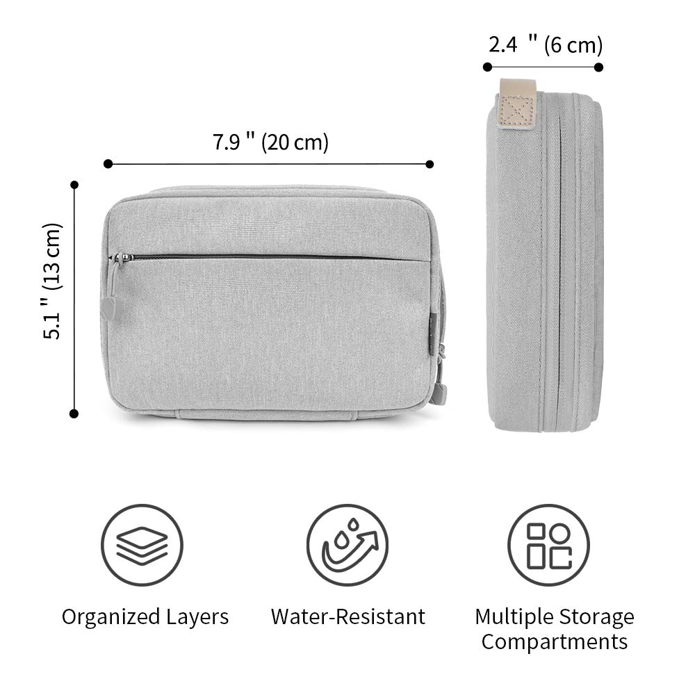 Electronic Organizer Bag - Travel Cable Organizer for Chargers, Phones, USB Cords & SD Cards - Compact Cord Storage Case (Gray) - Perfect for Travel, Office & Home Organization