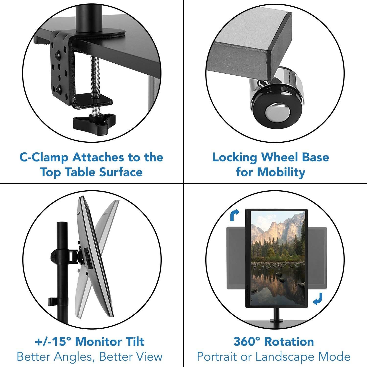Mount-It! Mobile Computer Cart with Adjustable Monitor Mount for 32