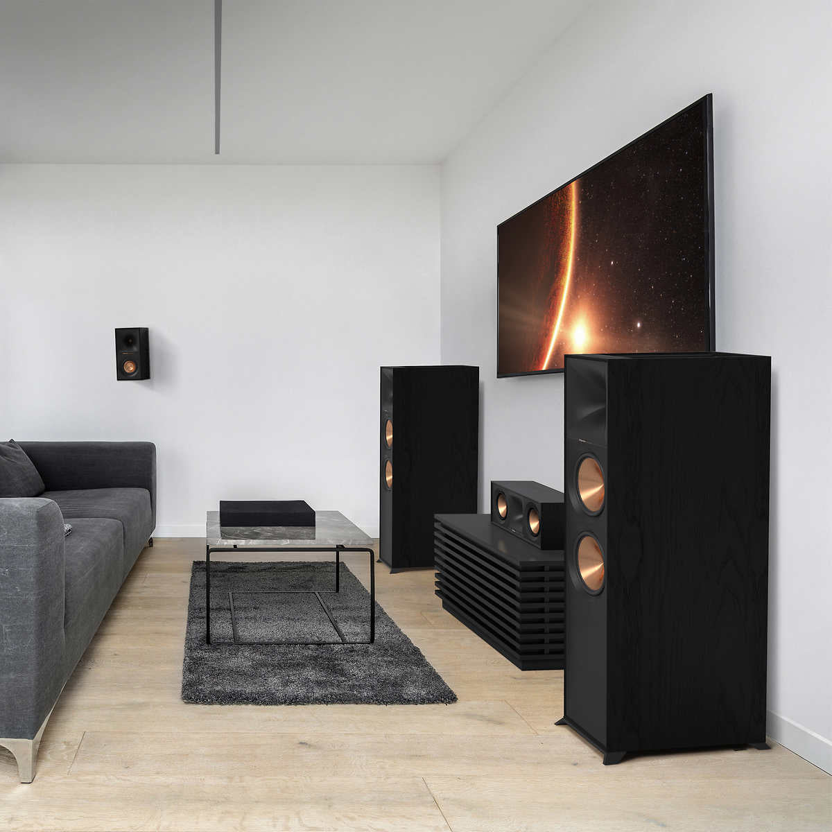 Klipsch Reference Dolby Atmos 5.0.2 Surround Sound System with R-806FA Floorstanding Speakers, R-40M Bookshelf Speakers & R-50C Center Channel - Perfect for Home Theater, Movie Nights & Gaming Setup