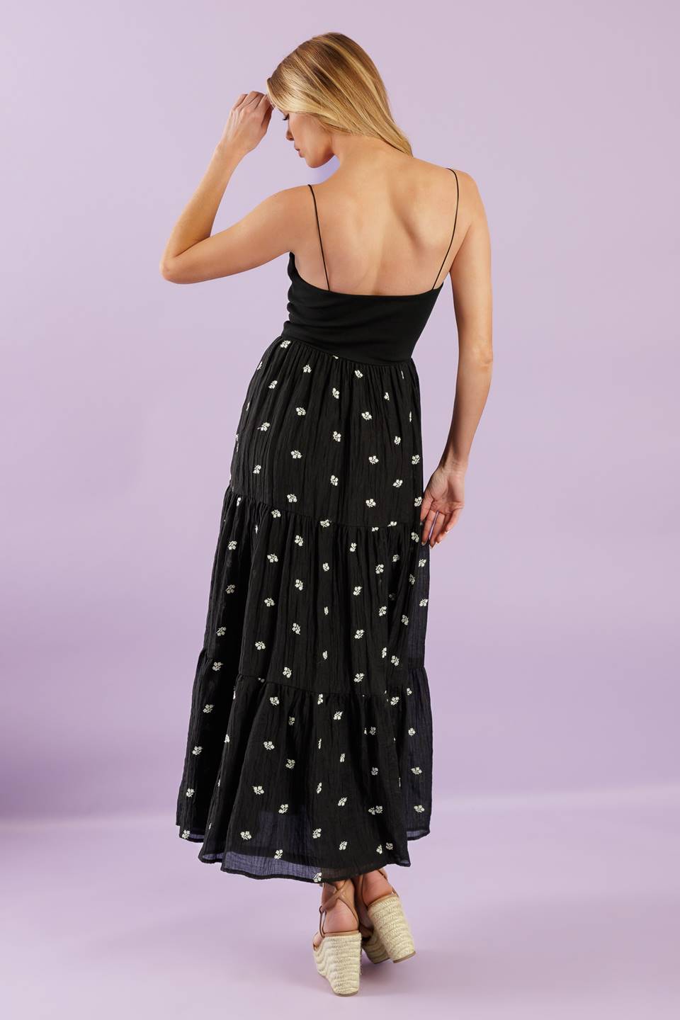 Fade Into You Embroidered Midi Dress - Black | Elegant Floral Summer Dress for Women | Perfect for Weddings, Parties & Date Nights