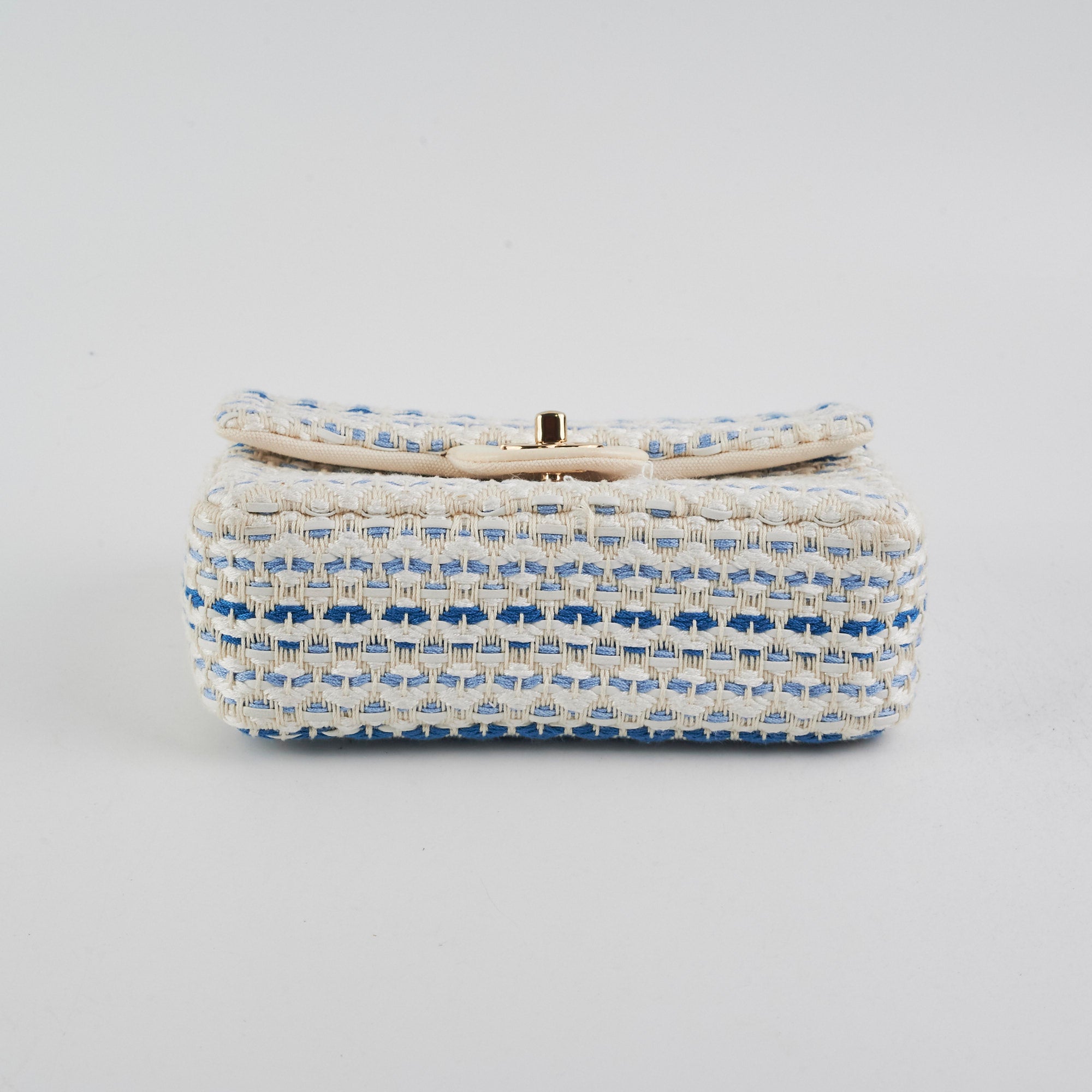 Chanel Mini Rectangular Tweed Flap Bag in Blue & White - Elegant Crossbody Purse for Women | Perfect for Parties, Dating & Daily Use