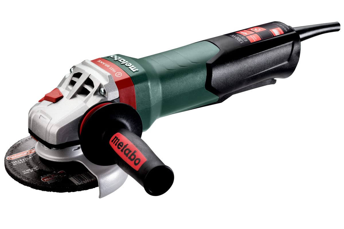 Metabo WPB 13-125 Quick DS 4-1/2-Inch & 5-Inch Angle Grinder - 12 Amp, 11,000 RPM with Paddle Switch, Brake & Low Vibration Handle - Drop Secure, Made in Germany (600437420, Green) - Perfect for Metal Cutting, Grinding & DIY Projects