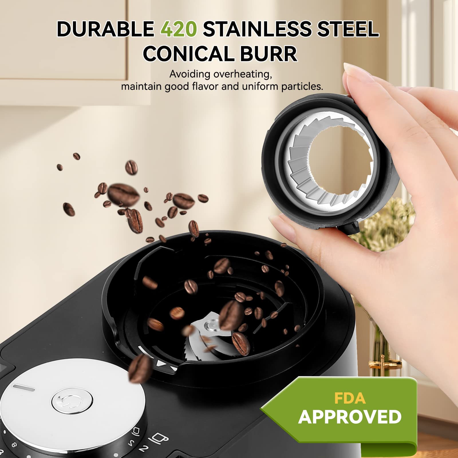 Premium Electric Conical Burr Coffee Grinder - 25 Adjustable Settings for Espresso, French Press, Drip & Turkish Coffee - Grinds 2-12 Cups - Perfect for Home Baristas & Coffee Enthusiasts - Ideal for Morning Brews, Office Use & Entertaining Guests