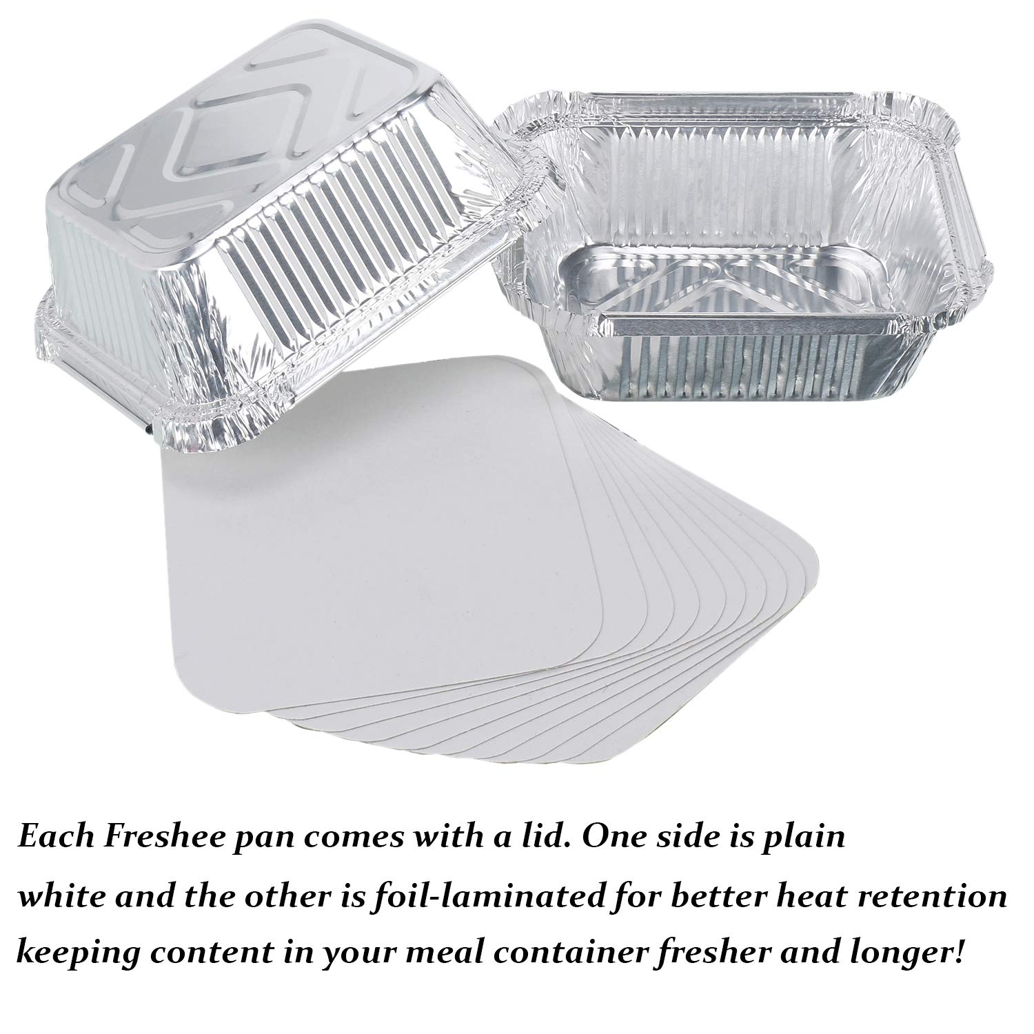Freshee 25-Pack 450ml Aluminum Disposable Food Containers with Lids - Silver Foil Takeout Containers for Meal Prep, Leftovers & Party Catering