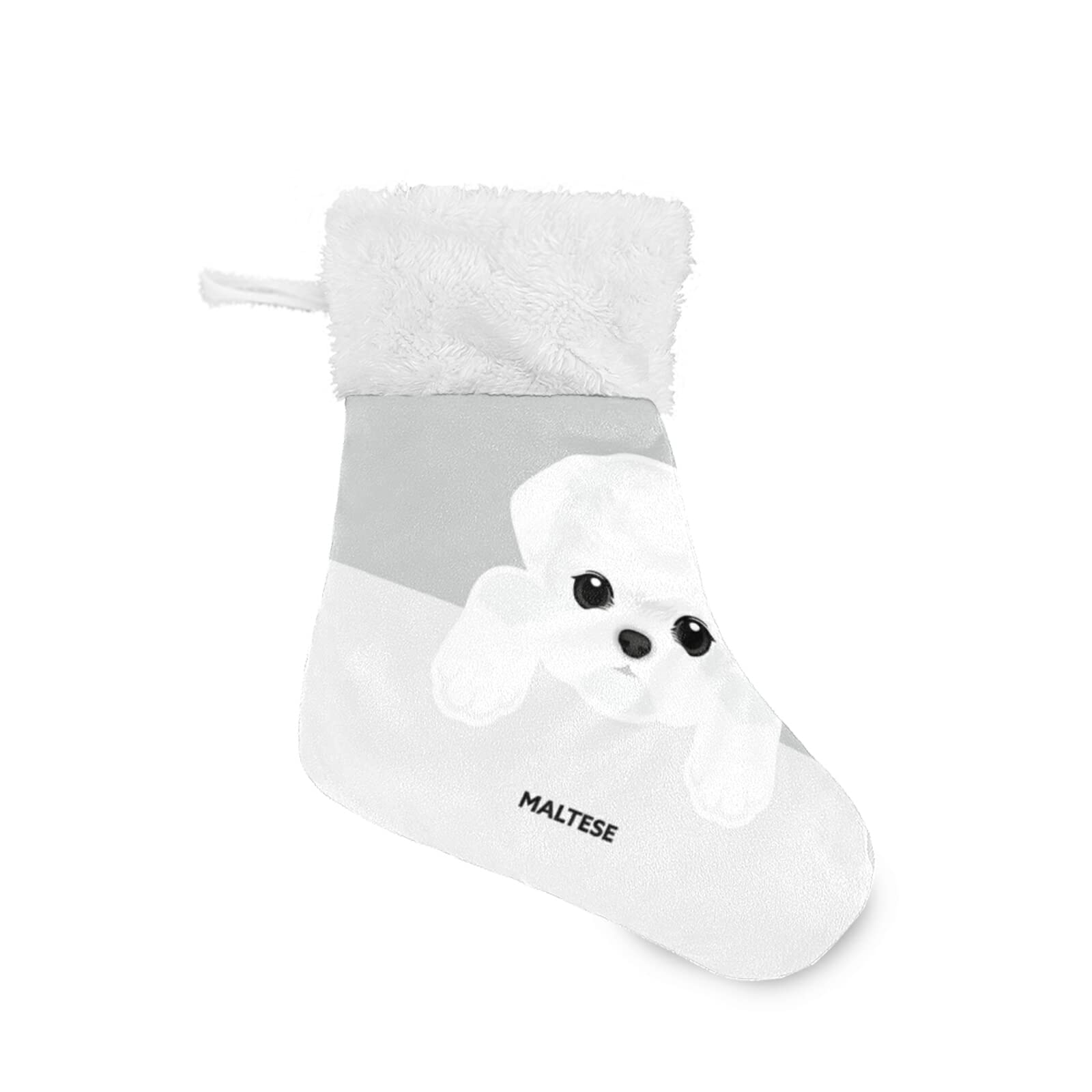 4 Pack Maltese Dog Christmas Stockings - Burlap Plush with Faux Fur Cuff, 8x5.5 Inch Holiday Stockings for Fireplace, Stairs, Xmas Tree Decorations | Perfect for Pet Lovers & Christmas Party Decor