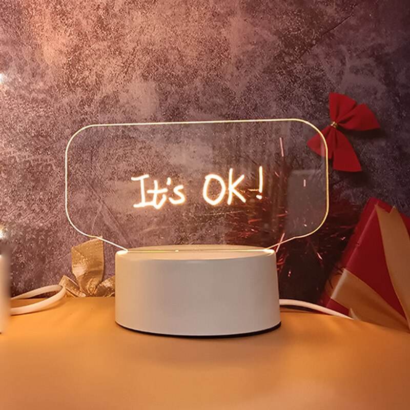 GlowWriter - Cute Kawaii LED Message Board Lamp for Bedroom, Desk & Nightstand - Customizable Light-Up Display for Notes, Quotes & Decor