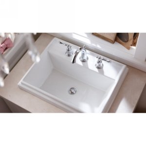 KOHLER Tresham® Rectangular Drop-In Bathroom Sink with Single Faucet Hole - Modern Vanity Sink for Bathroom Remodeling & Home Upgrade