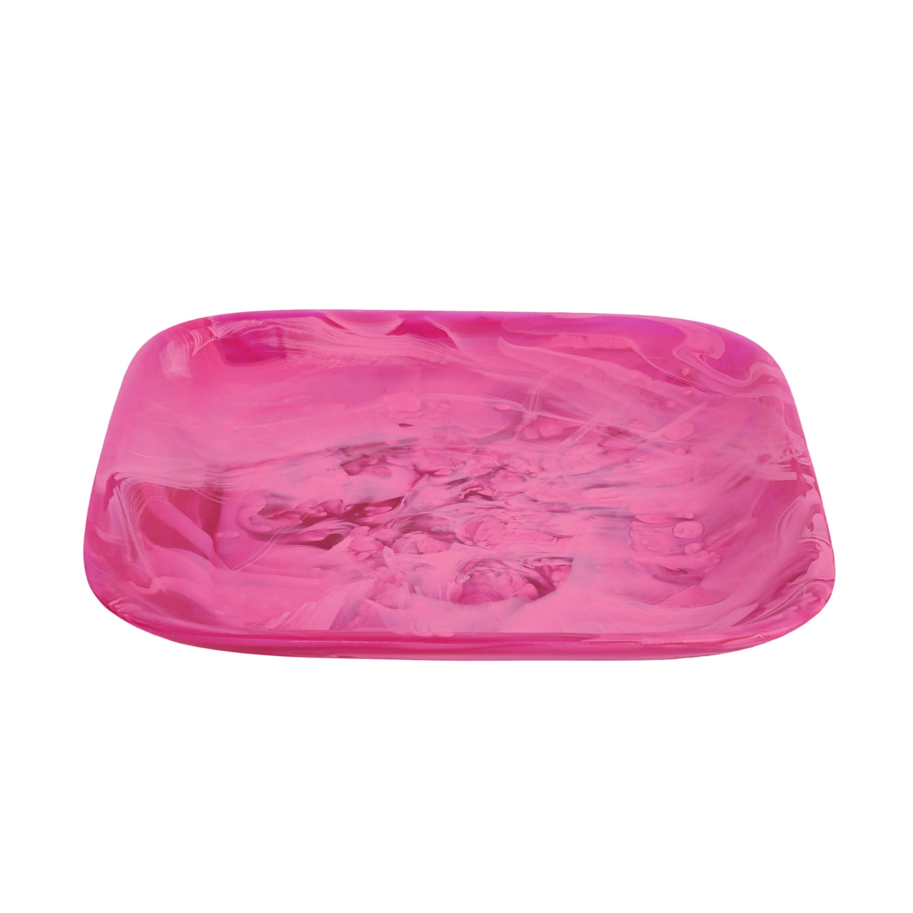 Nashi Home Classic Large Square Tray - Premium Wooden Serving Tray with Handles, Elegant Magenta Color - Perfect for Breakfast in Bed, Tea Party, Home Decor & Gift Giving