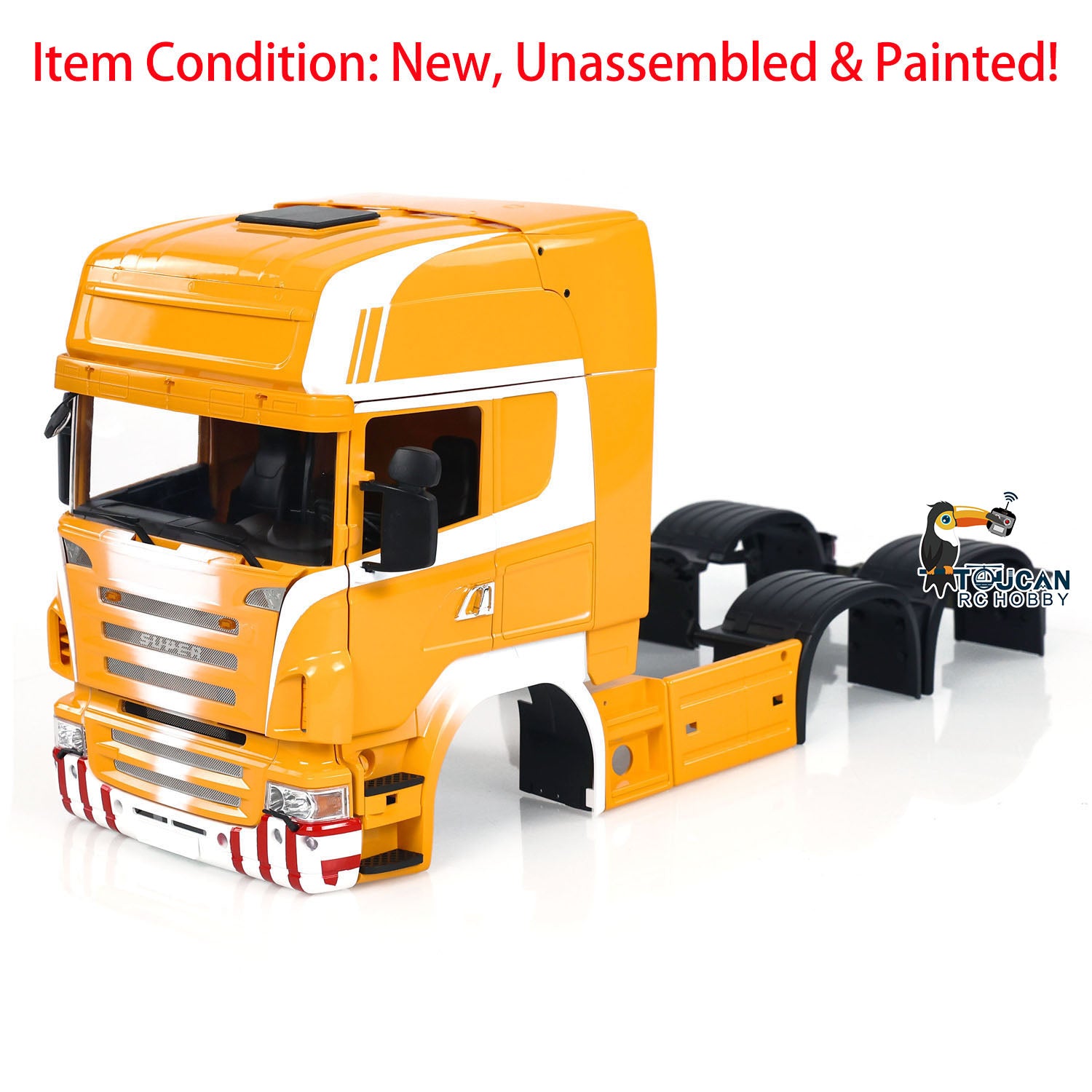 1/14 Scale R620 High Roof Plastic RC Truck Cabin Shell for 6x6 & 6x4 Remote Control Tractor - Unassembled & Painted - Perfect for RC Car Enthusiasts & DIY Model Builders