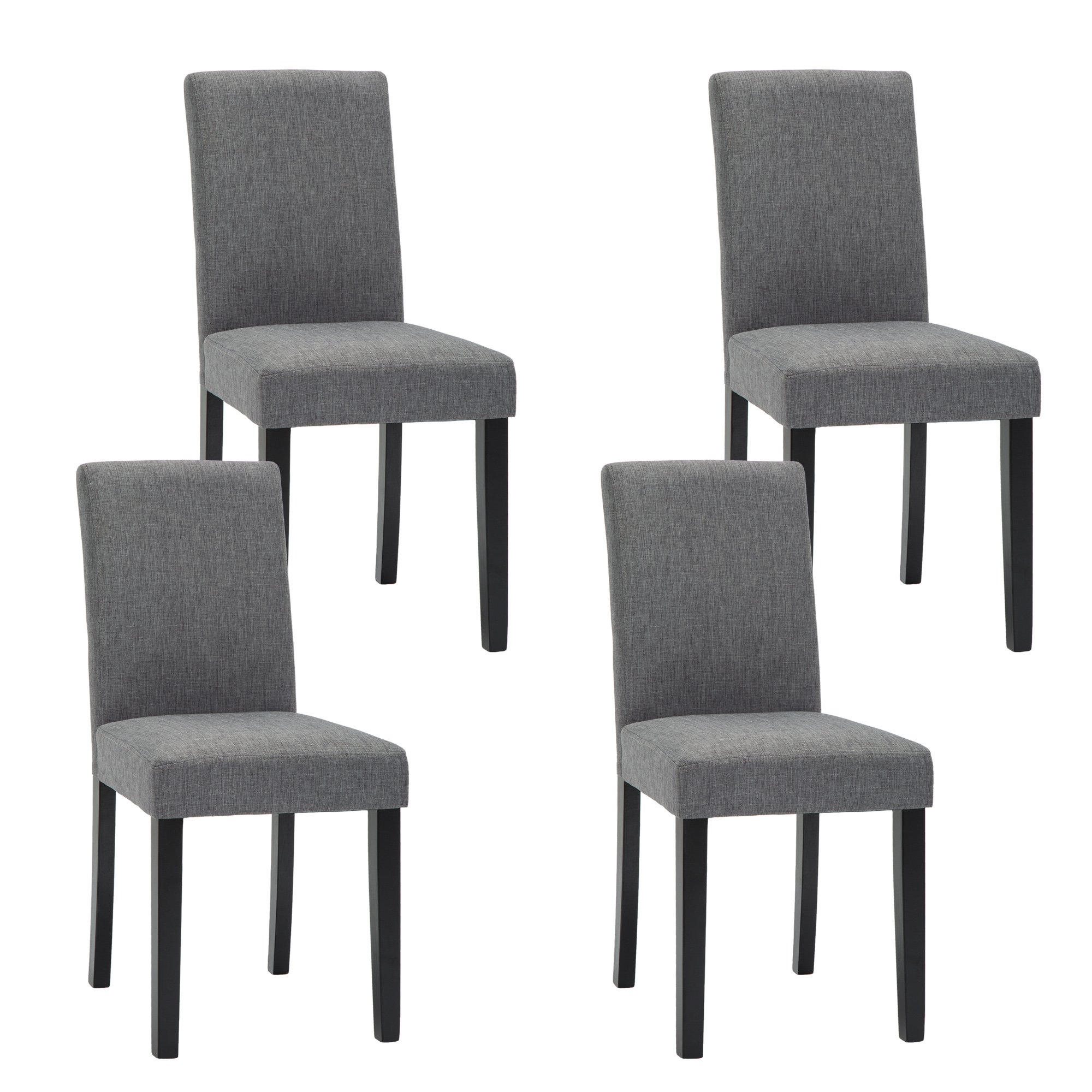 NOBPEINT Modern Urban Style Solid Wood Fabric Padded Parson Dining Chairs, Set of 4, Grey - Perfect for Kitchen, Dining Room, and Home Office Seating
