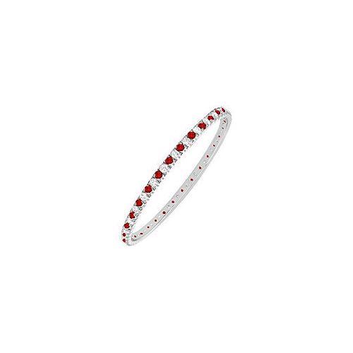 14K White Gold Ruby and Diamond Eternity Bangle - 5.00 CT TGW | Elegant Stackable Bracelet for Weddings, Anniversaries & Special Occasions
