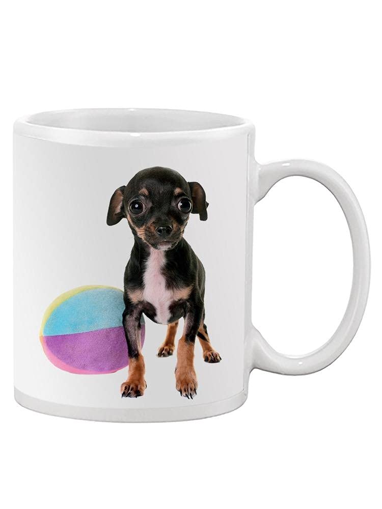 Chihuahua and Toy Ball Ceramic Coffee Mug - Funny Dog Lover Gift for Pet Owners - Perfect for Home, Office, or Gifts