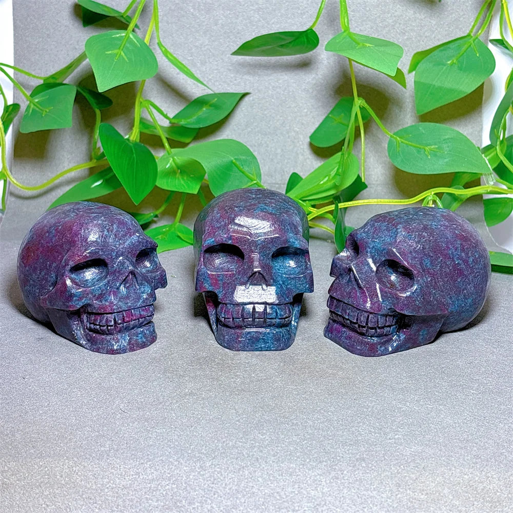 Natural Ruby & Emerald Skull Crystal - Hand Carved Quartz Stone for Energy Healing, Reiki & Home Decor | Halloween, Meditation & Spiritual Gifts