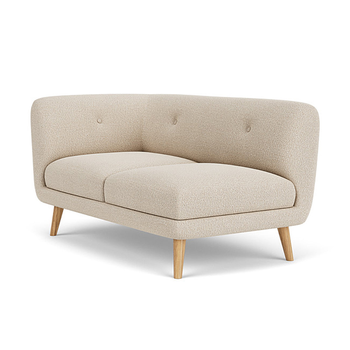 Alfred Boucle Left 2 Seater Modular Sofa - Modern Sectional Couch for Living Room, Small Space & Apartment - Soft Fabric Upholstery with Reversible Design