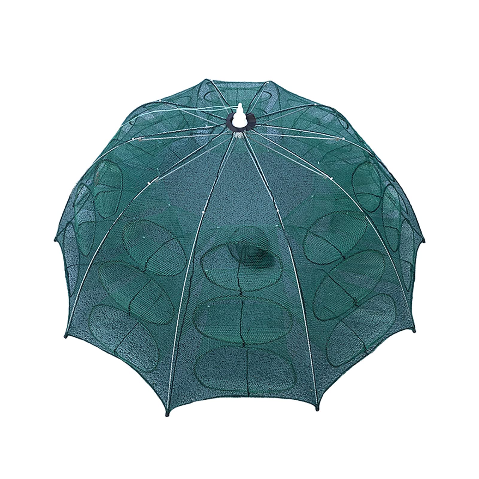 HWTOP Foldable Collapsible Crayfish Trap - Umbrella Shaped Fishing Net for Lobster, Crab & Freshwater Fishing - Portable Outdoor Fishing Cage with 30 Holes - Perfect for Lakes, Rivers & Ponds