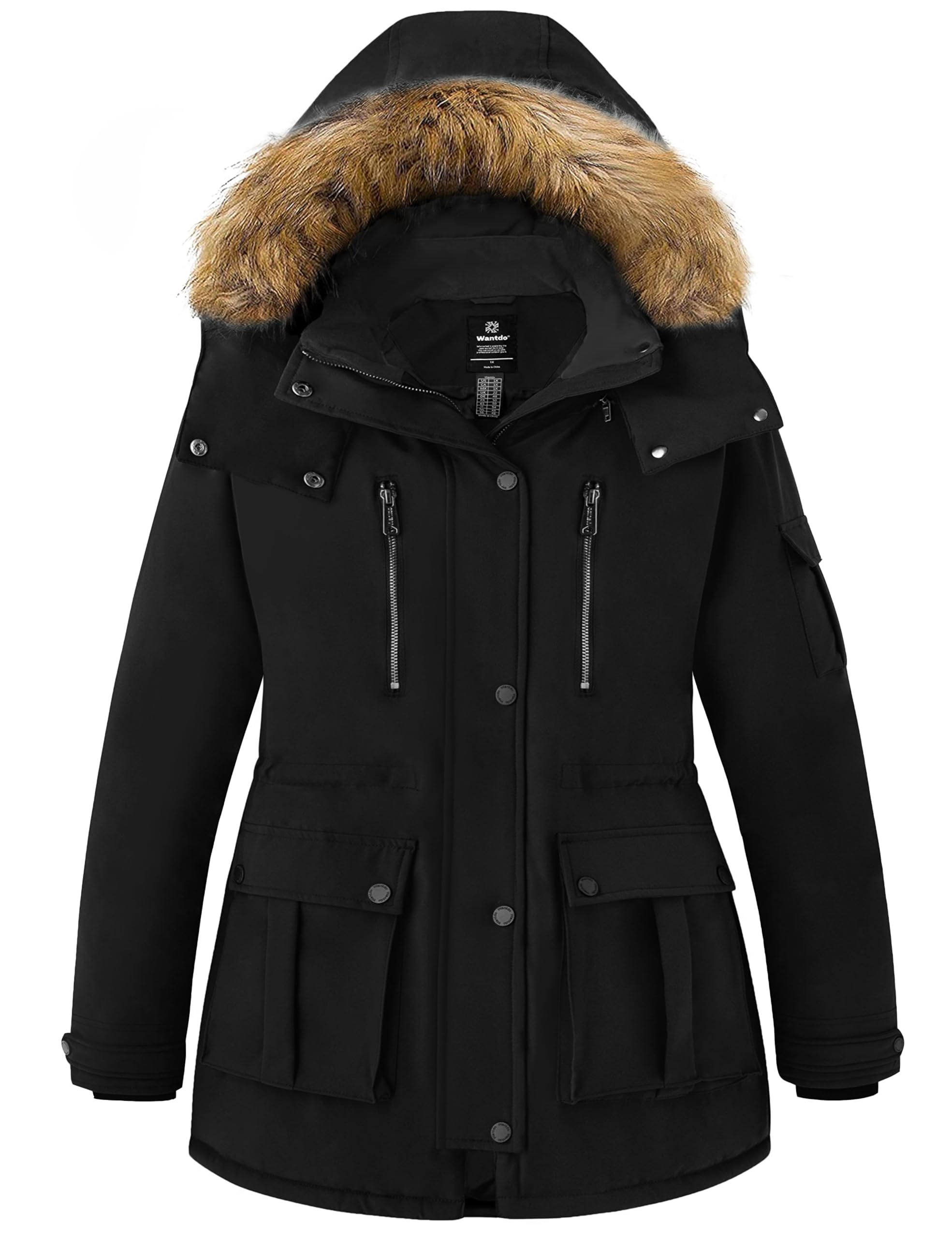 Wantdo Women's Plus Size Winter Puffer Jacket - Warm Thickened Parka Coat with Removable Hood | Cold Weather Outerwear for Snow, Travel & Daily Wear