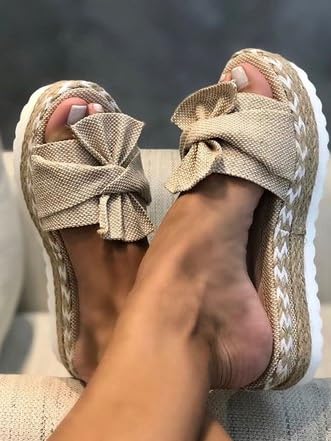 Stylish Women's Low Wedge Platform Sandals with Bow Details - Comfortable Casual Summer Shoes for Beach, Vacation & Everyday Wear