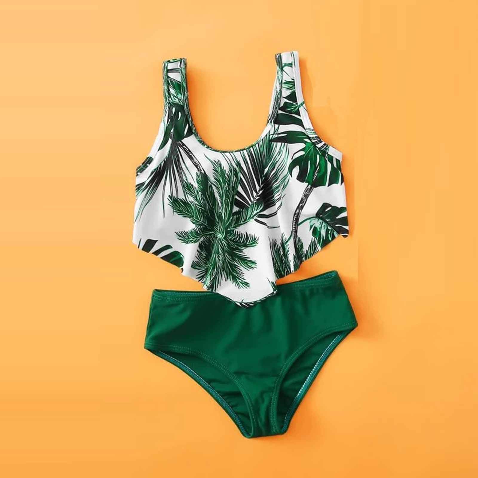 Girls Floral Ruffle Bikini Swimwear Set - Two Piece Bathing Suit for Kids 8-14 Years | Perfect for Beach, Pool & Summer Vacation