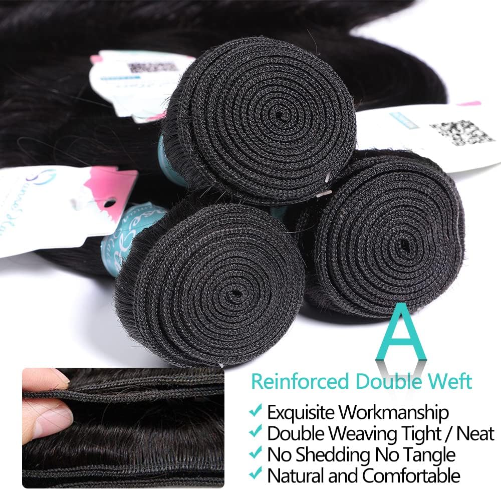 10A Brazilian Straight Human Hair Bundles - 18 Inch 100% Unprocessed Virgin Remy Hair - 3 Bundles Natural Black for Weaving & Extensions | Perfect for Salon Styling, Daily Wear & Special Occasions