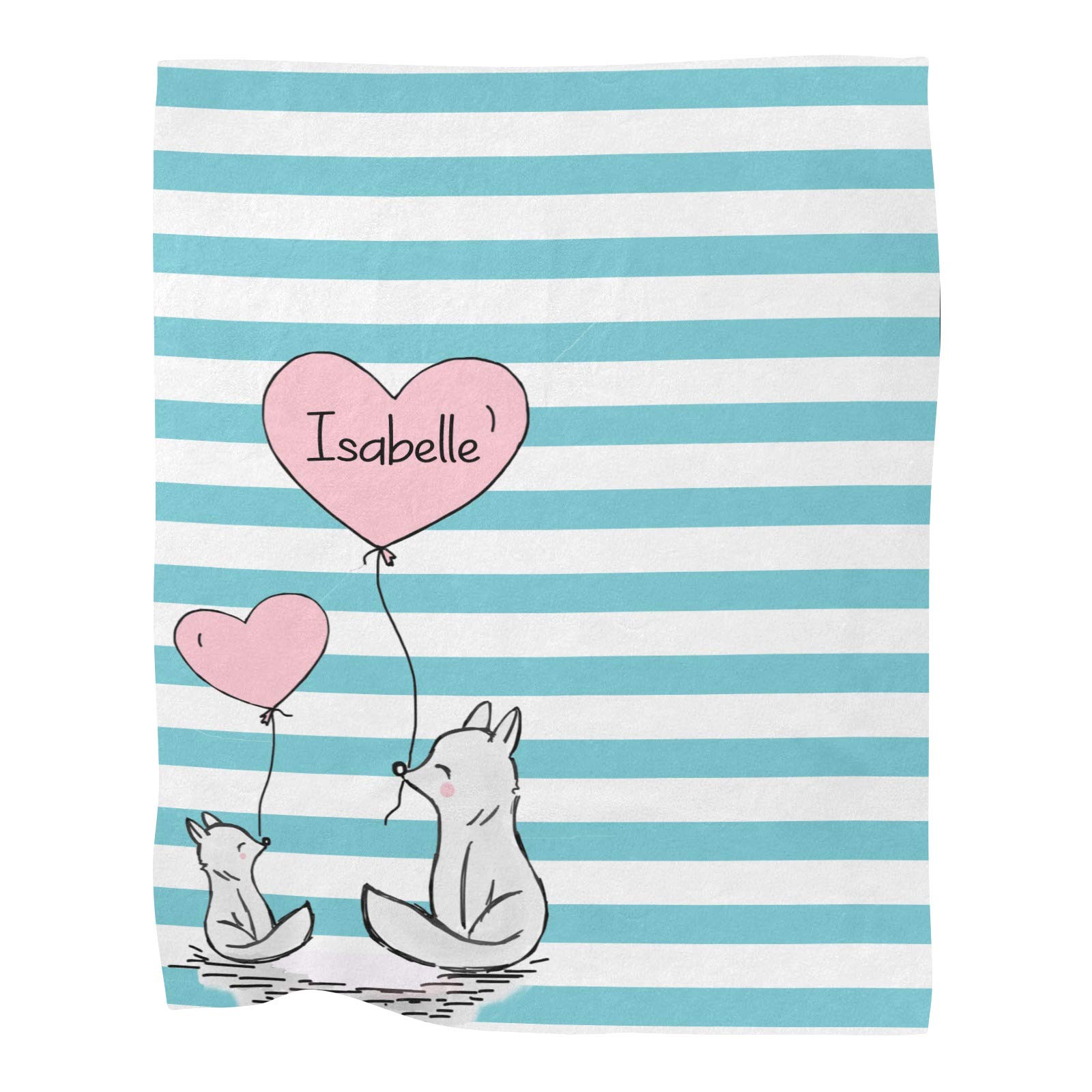 Personalized Funny Fox Stripes Baby Blanket - Super Soft Fleece Nursery Blanket for Boys & Girls (30x40 Inches) | Custom Name Baby Shower Gift, Newborn Essentials & Toddler Comfort