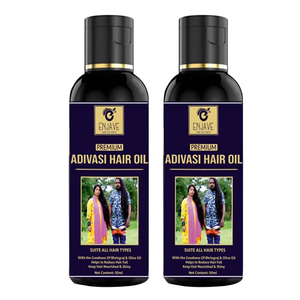 Enjave Maha Adivasi Pure Ayurvedic Hair Growth Oil with Onion Extract - 50ml (Pack of 2) | Natural Remedy for Hair Loss, Dandruff & Scalp Care | Perfect for Daily Hair Nourishment & Styling