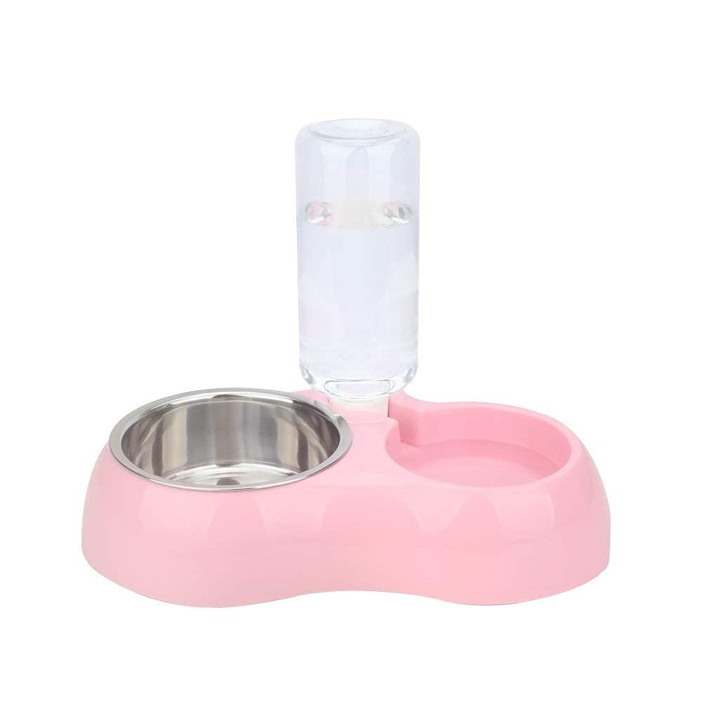 **Zyomatiq Dual Stainless Steel Pet Bowls - Non-Slip, No-Spill Dog & Cat Food Bowls with Automatic Water Feeder - Perfect for Small & Medium Pets at Home or Travel**